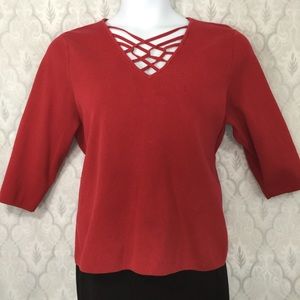 Lane Bryant Strappy Vneck 3/4 Sleeve Top 14/16